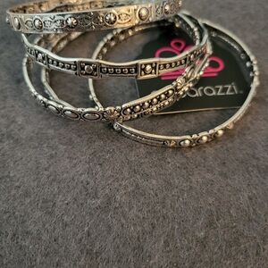 Paparazzi Silver Textured Bracelet Set